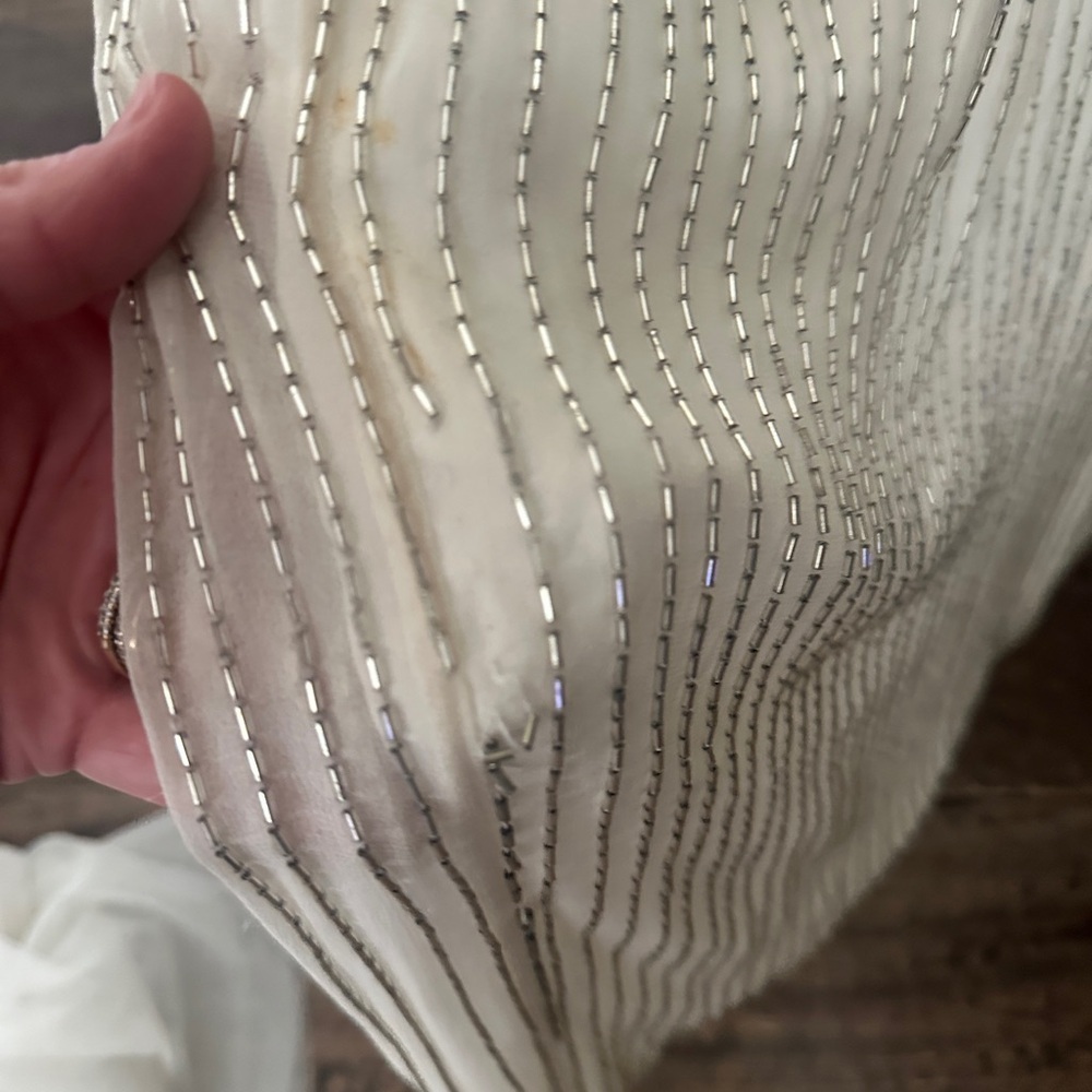 Vintage Alyce Designs Silk White and Gold Beaded Gown - Picture 13 of 13